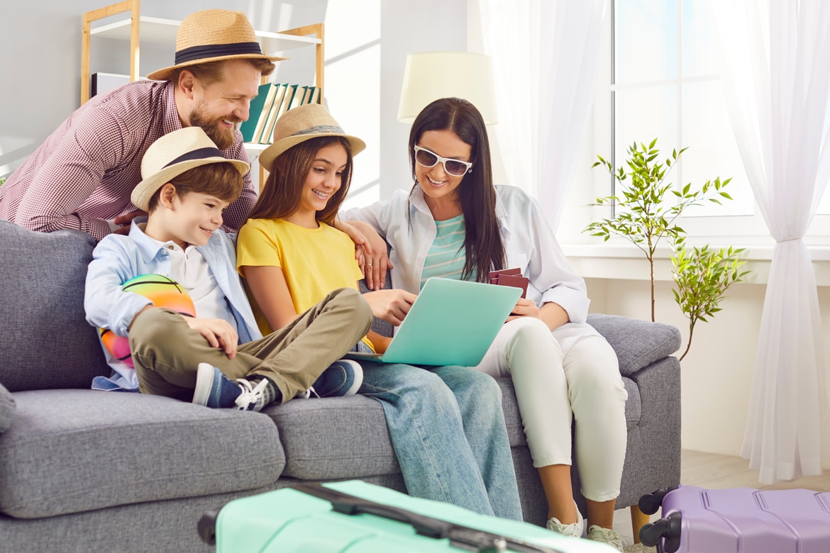 family putting together a vacation budget